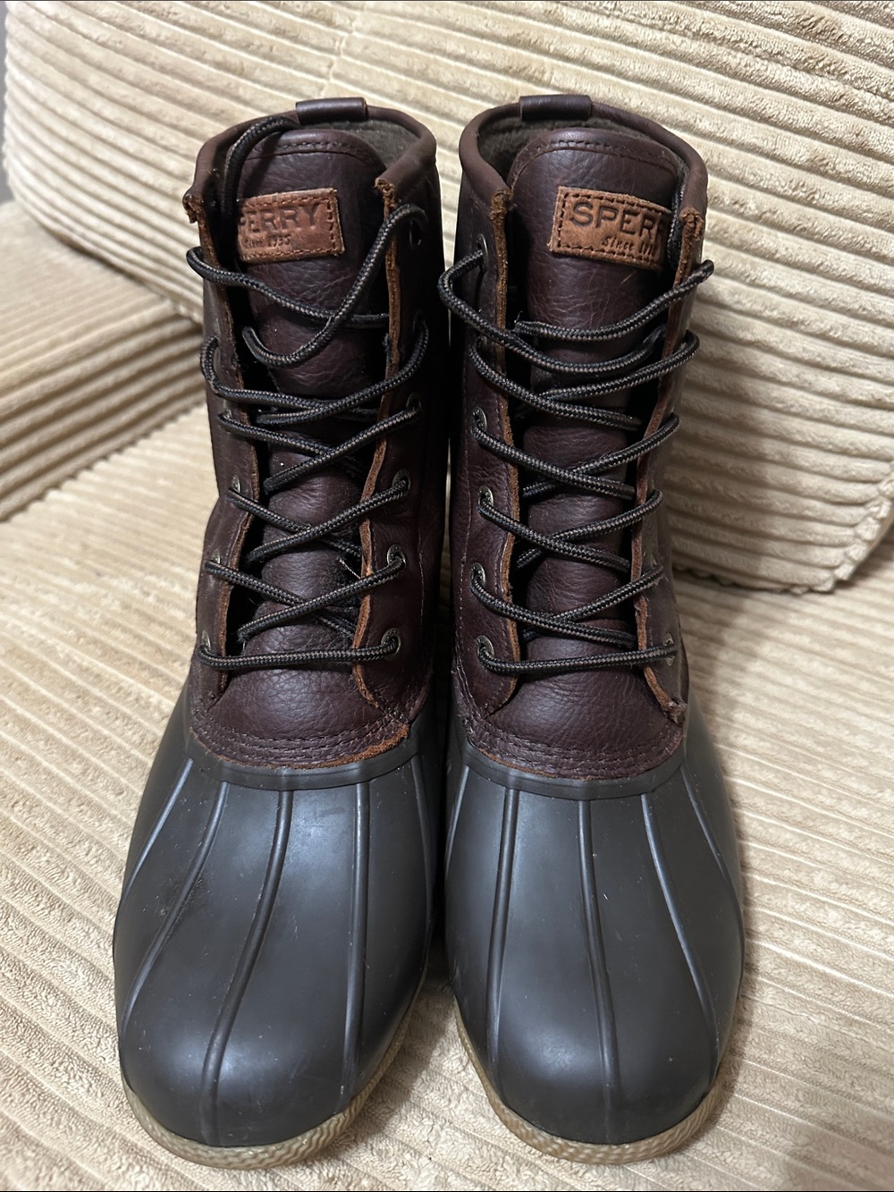 Sperry Brown Leather and Dark Brown Rubber Duck Boots